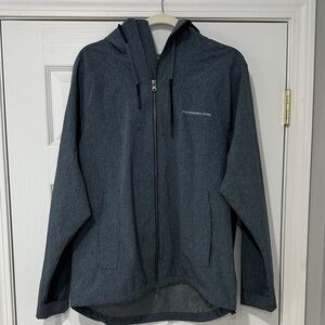Southern Tide Men's Hooded Zip Windbreaker in Dark Heather Blue